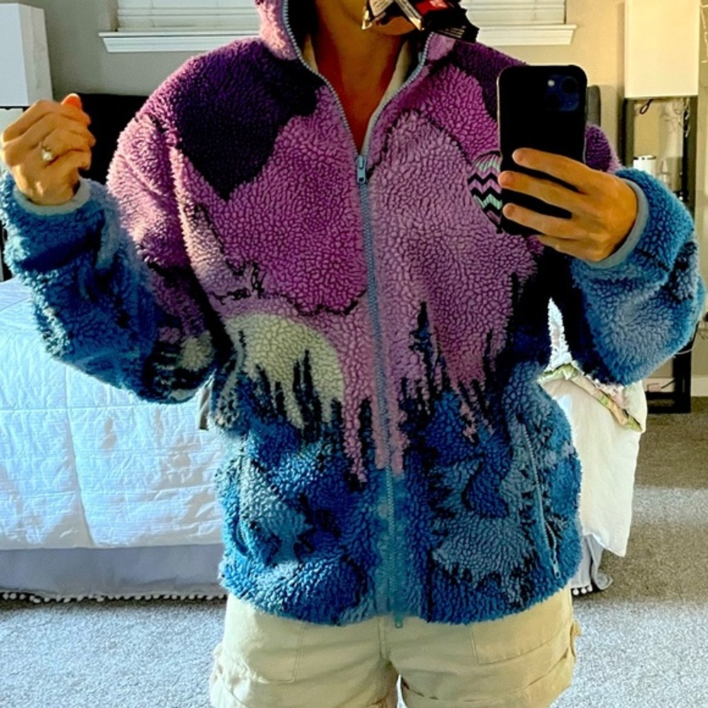 House of sunny anthropologie Mountains should be climbed fleece jacket XS